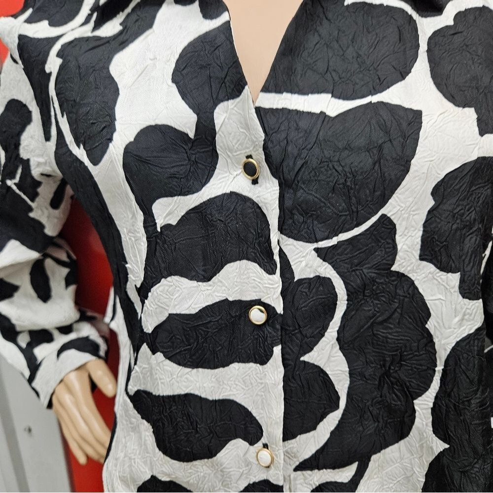 House of Harlow 1960 Geometric Print Button Down Shirt Woman's Black / White SOL - Picture 5 of 8